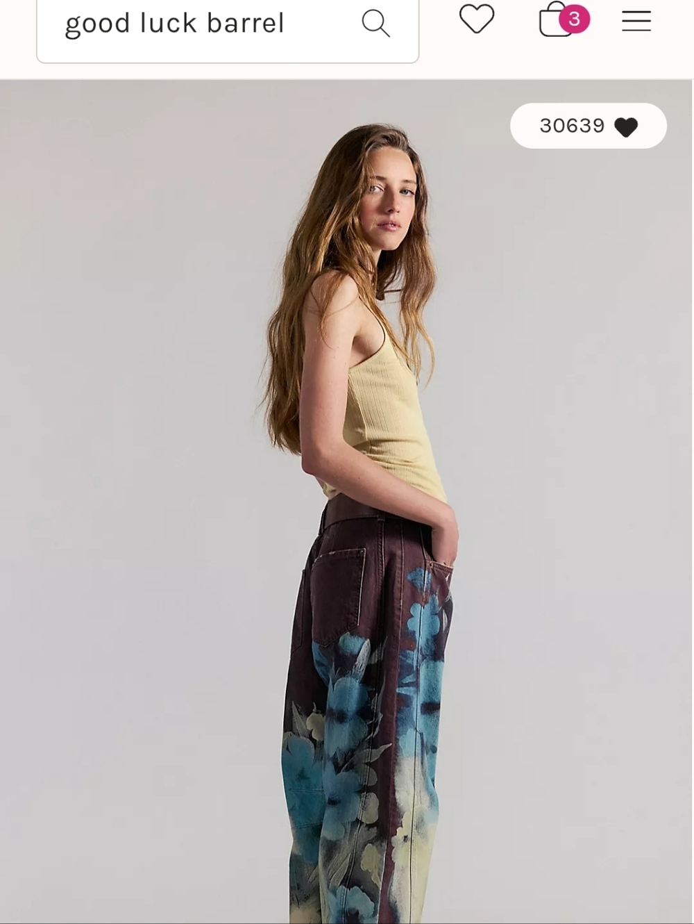 NWOT We The Free Good Luck Printed Barrel Jeans-Washed Floral - Picture 6 of 16